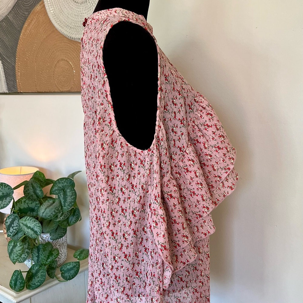 Sweet Rain Pleated Ruffled Pink Floral Top Size XXL NWT - Picture 7 of 9
